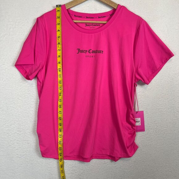 Juicy Couture Sport Womens Hot Pink Ruched T-Shirt XL Polyester/Spandex Lightwei - Picture 8 of 11